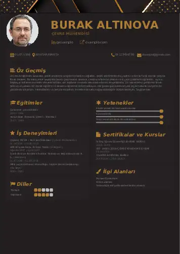 Çevre Mühendisi CV Örnekleri cv indir